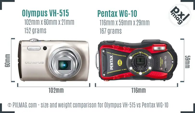 Olympus VH-515 vs Pentax WG-10 size comparison