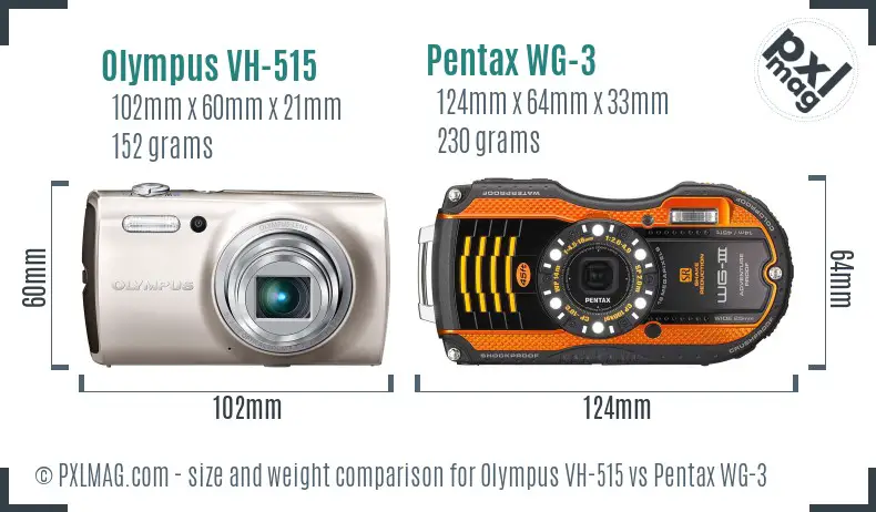 Olympus VH-515 vs Pentax WG-3 size comparison