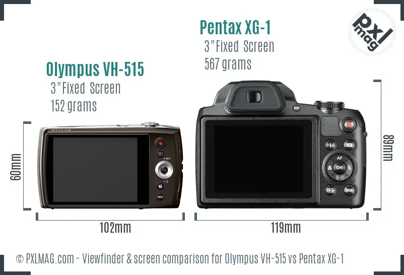 Olympus VH-515 vs Pentax XG-1 Screen and Viewfinder comparison