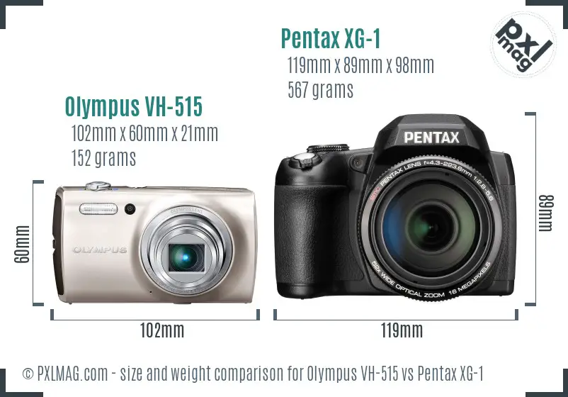 Olympus VH-515 vs Pentax XG-1 size comparison
