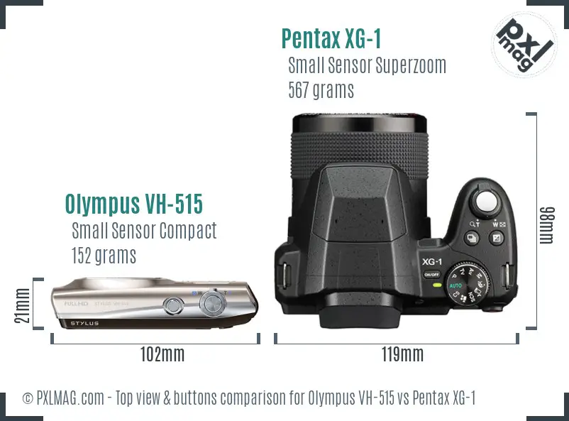 Olympus VH-515 vs Pentax XG-1 top view buttons comparison