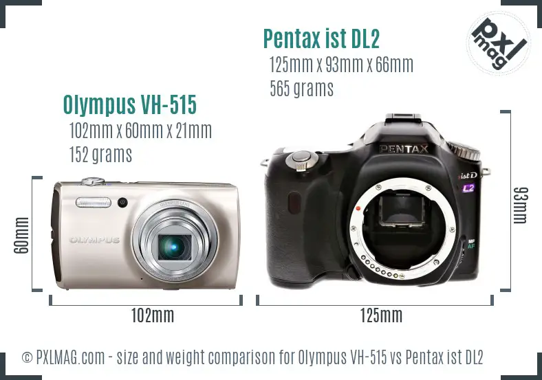 Olympus VH-515 vs Pentax ist DL2 size comparison