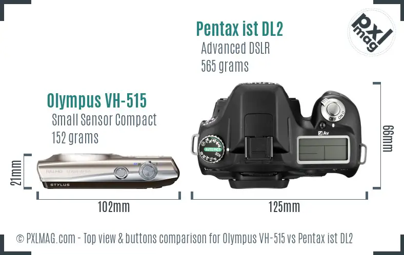 Olympus VH-515 vs Pentax ist DL2 top view buttons comparison