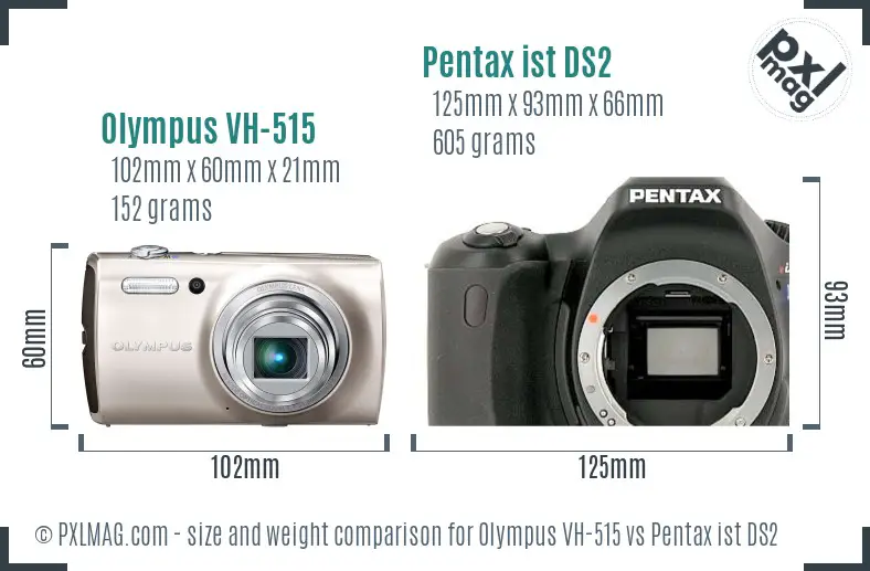 Olympus VH-515 vs Pentax ist DS2 size comparison