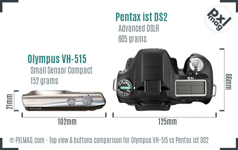 Olympus VH-515 vs Pentax ist DS2 top view buttons comparison