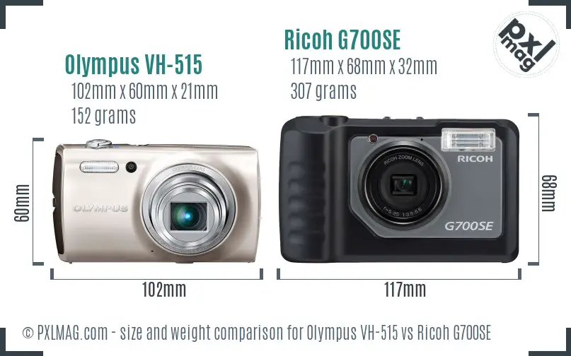 Olympus VH-515 vs Ricoh G700SE size comparison