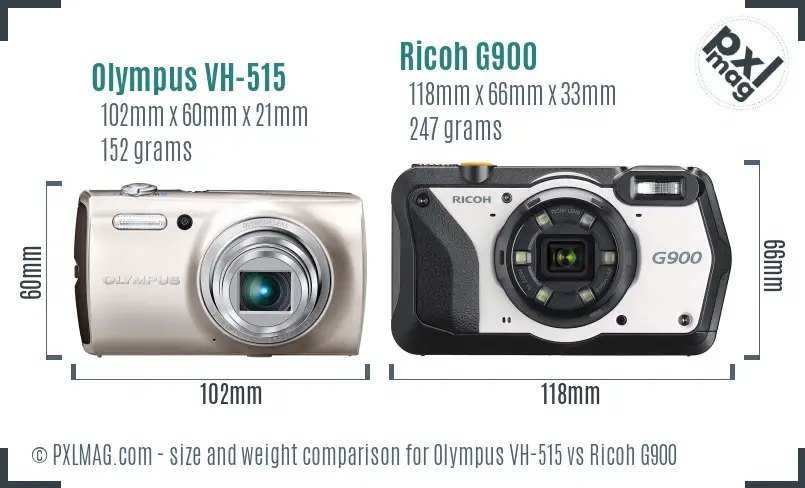 Olympus VH-515 vs Ricoh G900 size comparison Olympus VH-515 vs Ricoh G900 size comparison