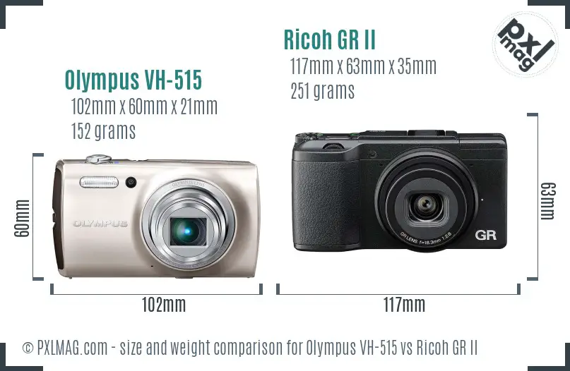 Olympus VH-515 vs Ricoh GR II size comparison