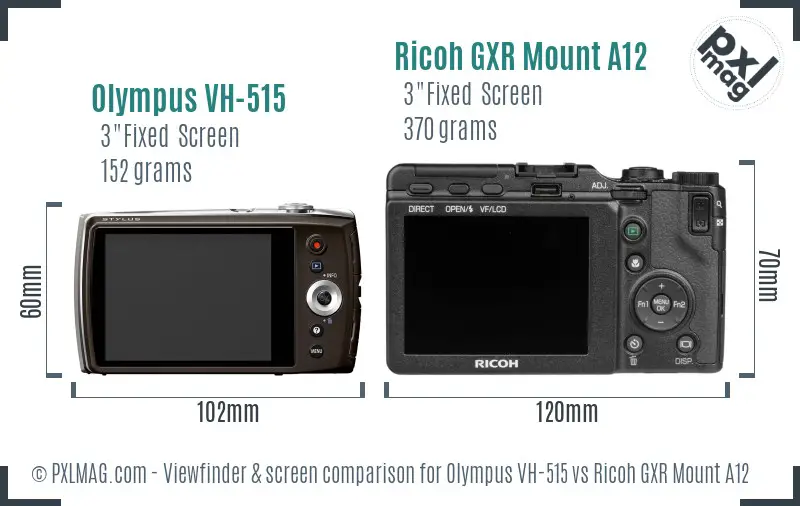 Olympus VH-515 vs Ricoh GXR Mount A12 Screen and Viewfinder comparison