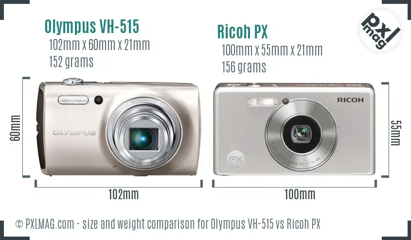 Olympus VH-515 vs Ricoh PX size comparison