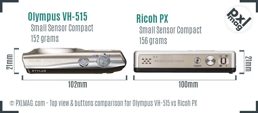 Olympus VH-515 vs Ricoh PX top view buttons comparison