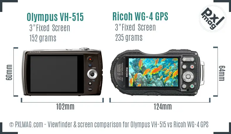 Olympus VH-515 vs Ricoh WG-4 GPS Screen and Viewfinder comparison