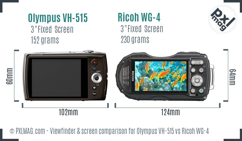 Olympus VH-515 vs Ricoh WG-4 Screen and Viewfinder comparison