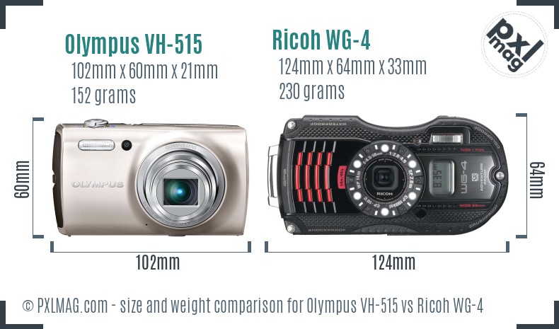 Olympus VH-515 vs Ricoh WG-4 size comparison Olympus VH-515 vs Ricoh WG-4 size comparison