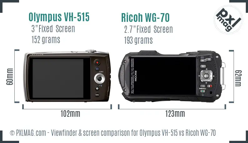 Olympus VH-515 vs Ricoh WG-70 Screen and Viewfinder comparison