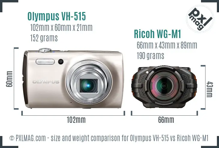 Olympus VH-515 vs Ricoh WG-M1 size comparison