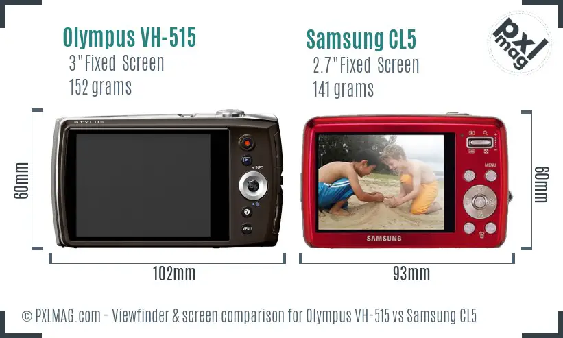 Olympus VH-515 vs Samsung CL5 Screen and Viewfinder comparison