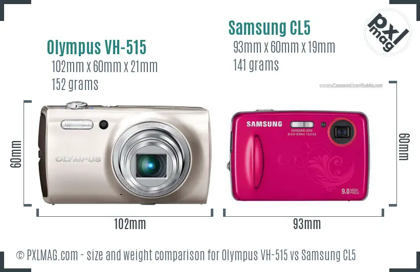 Olympus VH-515 vs Samsung CL5 size comparison