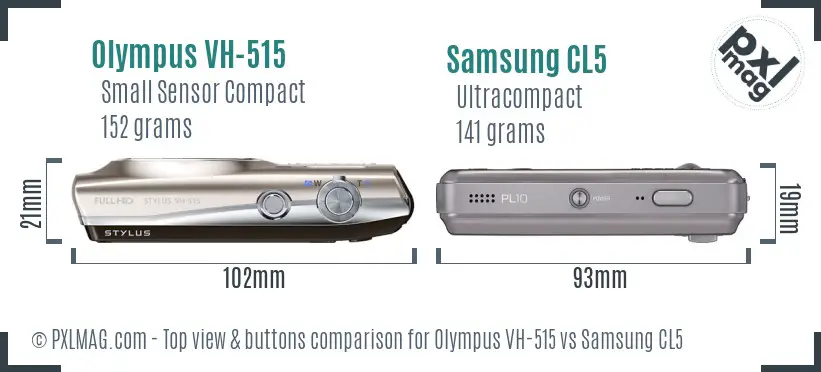 Olympus VH-515 vs Samsung CL5 top view buttons comparison