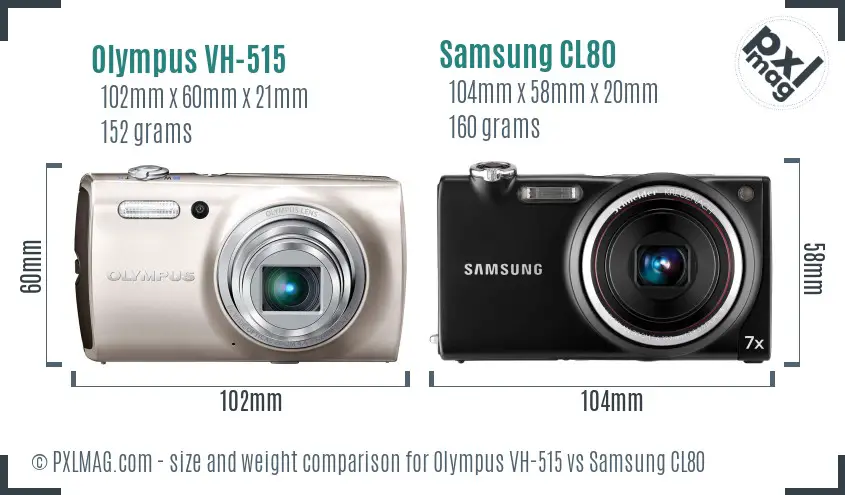 Olympus VH-515 vs Samsung CL80 size comparison