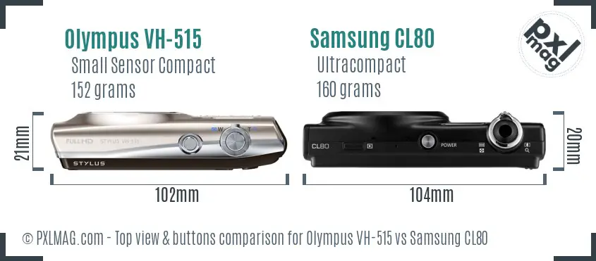 Olympus VH-515 vs Samsung CL80 top view buttons comparison