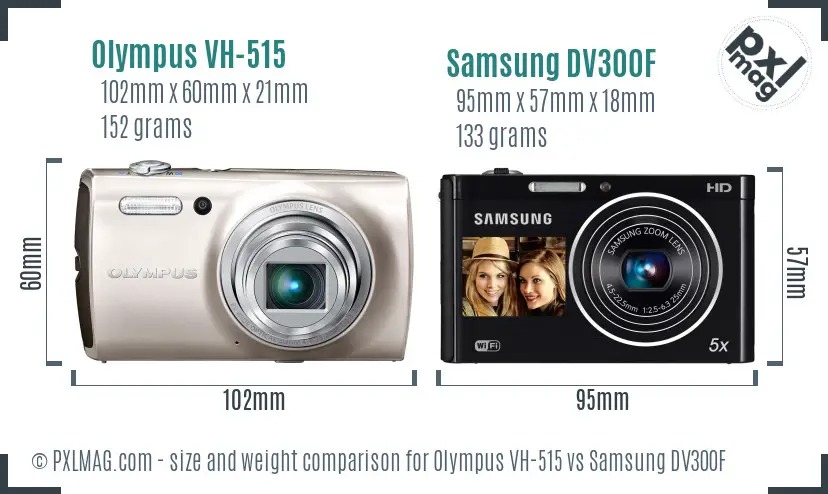 Olympus VH-515 vs Samsung DV300F size comparison