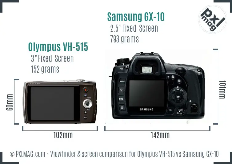 Olympus VH-515 vs Samsung GX-10 Screen and Viewfinder comparison