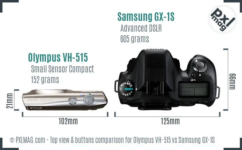 Olympus VH-515 vs Samsung GX-1S top view buttons comparison