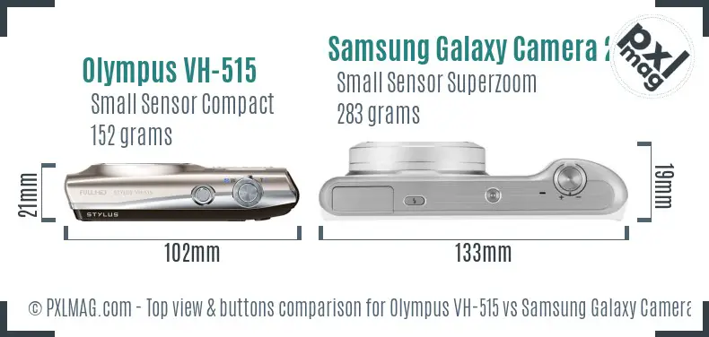 Olympus VH-515 vs Samsung Galaxy Camera 2 top view buttons comparison