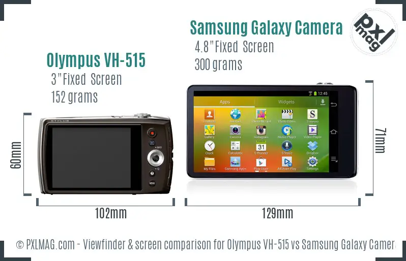 Olympus VH-515 vs Samsung Galaxy Camera Screen and Viewfinder comparison