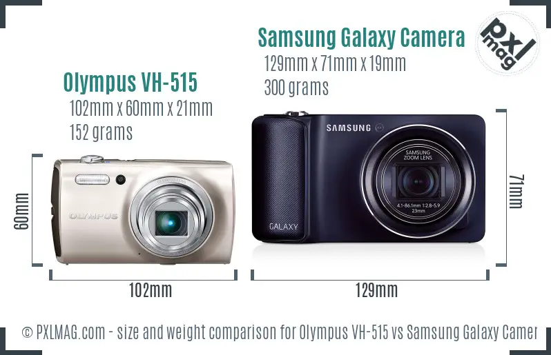 Olympus VH-515 vs Samsung Galaxy Camera size comparison
