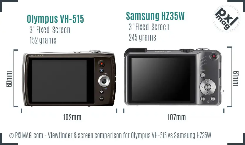Olympus VH-515 vs Samsung HZ35W Screen and Viewfinder comparison