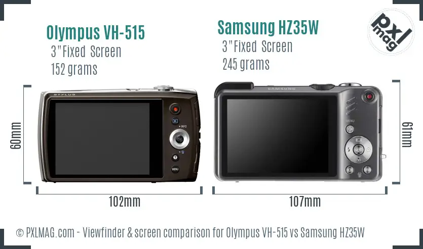 Olympus VH-515 vs Samsung HZ35W Screen and Viewfinder comparison Olympus VH-515 vs Samsung HZ35W Screen and Viewfinder comparison
