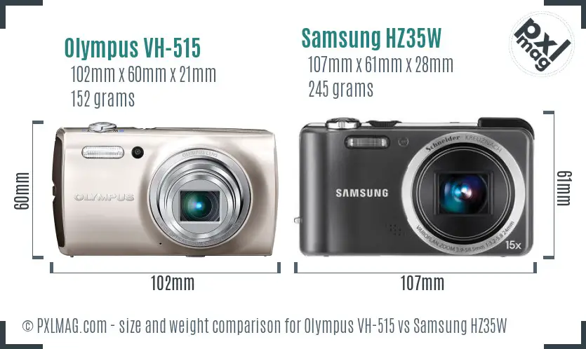 Olympus VH-515 vs Samsung HZ35W size comparison
