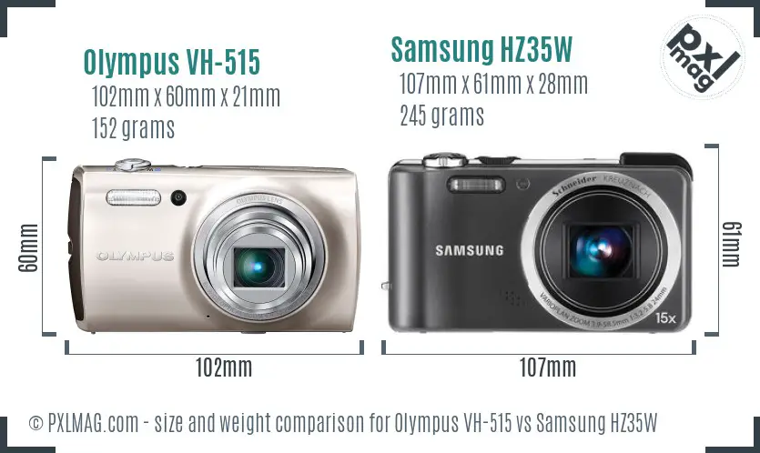 Olympus VH-515 vs Samsung HZ35W size comparison Olympus VH-515 vs Samsung HZ35W size comparison
