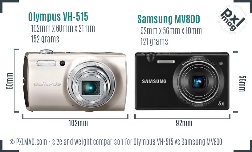 Olympus VH-515 vs Samsung MV800 size comparison