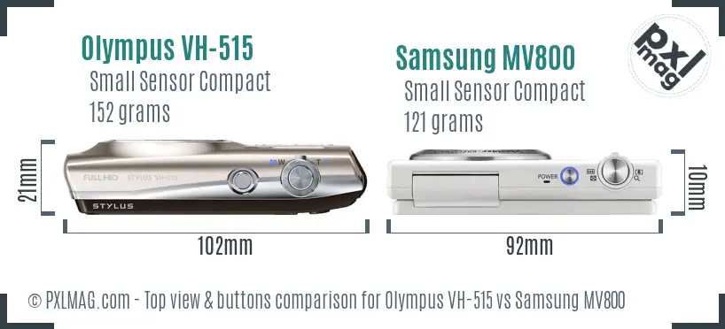 Olympus VH-515 vs Samsung MV800 top view buttons comparison