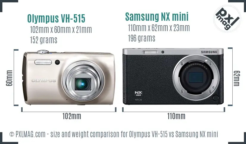Olympus VH-515 vs Samsung NX mini size comparison Olympus VH-515 vs Samsung NX mini size comparison
