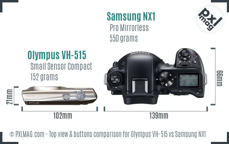Olympus VH-515 vs Samsung NX1 top view buttons comparison