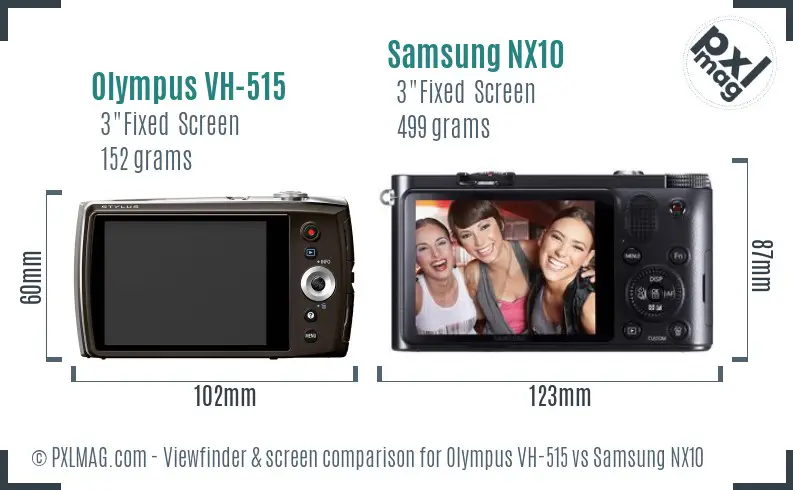 Olympus VH-515 vs Samsung NX10 Screen and Viewfinder comparison