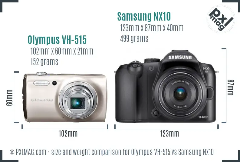 Olympus VH-515 vs Samsung NX10 size comparison