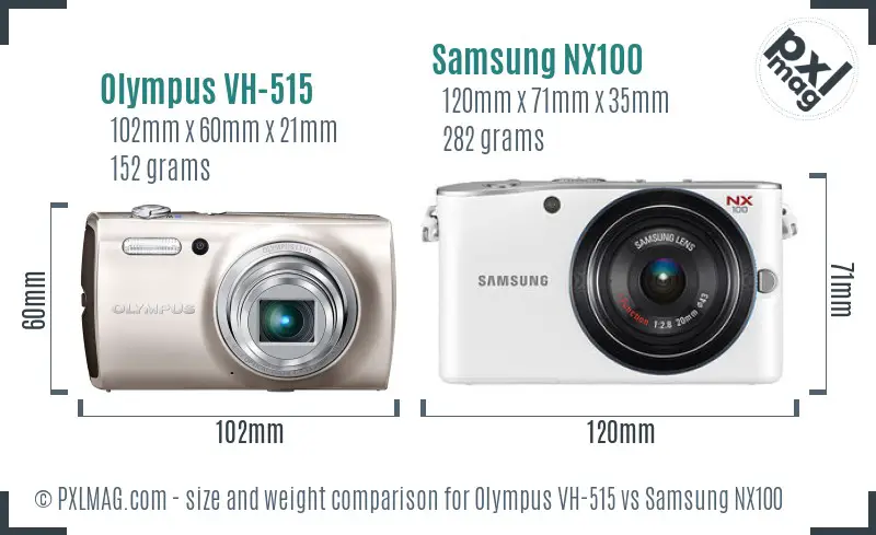 Olympus VH-515 vs Samsung NX100 size comparison