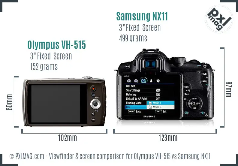 Olympus VH-515 vs Samsung NX11 Screen and Viewfinder comparison
