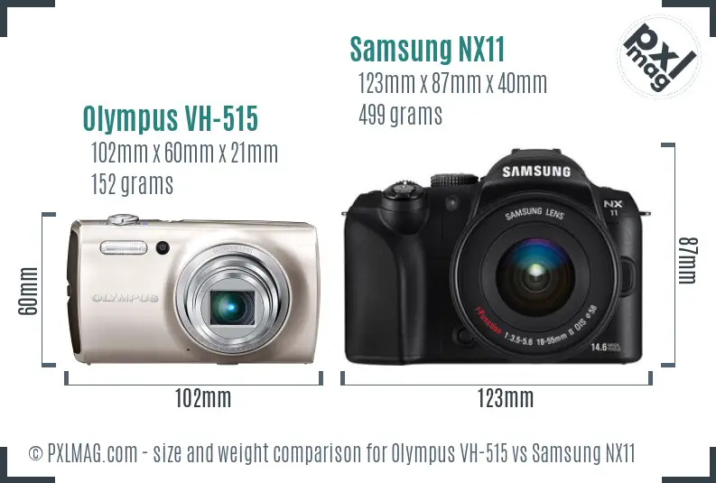 Olympus VH-515 vs Samsung NX11 size comparison