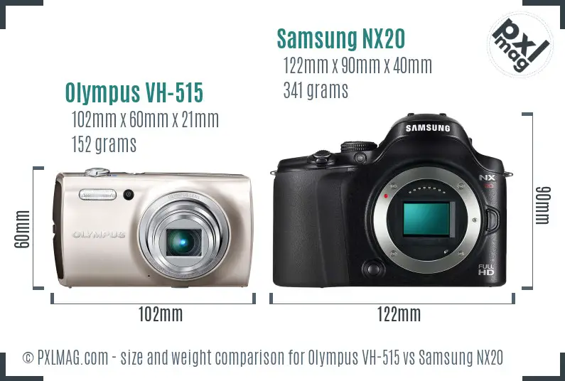 Olympus VH-515 vs Samsung NX20 size comparison Olympus VH-515 vs Samsung NX20 size comparison