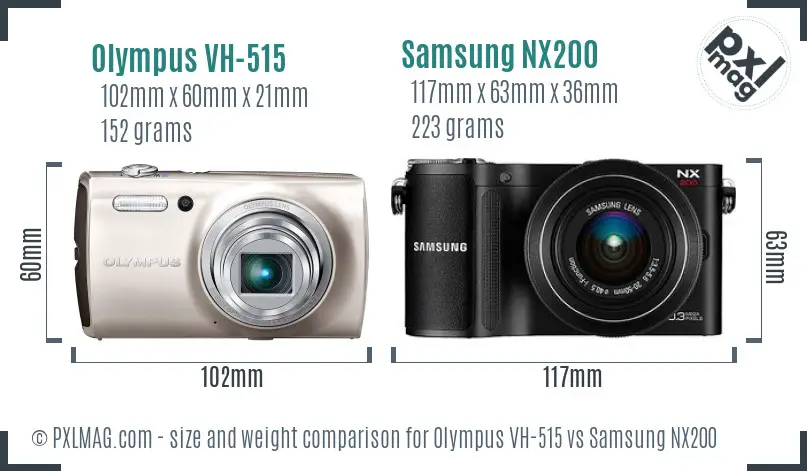 Olympus VH-515 vs Samsung NX200 size comparison