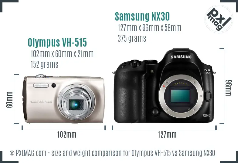 Olympus VH-515 vs Samsung NX30 size comparison