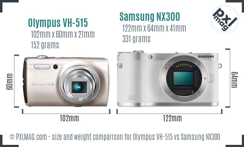 Olympus VH-515 vs Samsung NX300 size comparison
