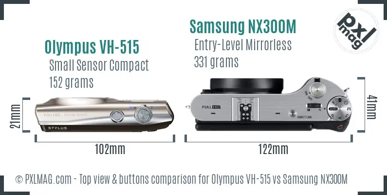 Olympus VH-515 vs Samsung NX300M top view buttons comparison