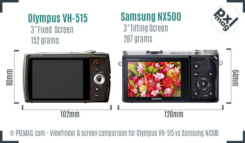 Olympus VH-515 vs Samsung NX500 Screen and Viewfinder comparison